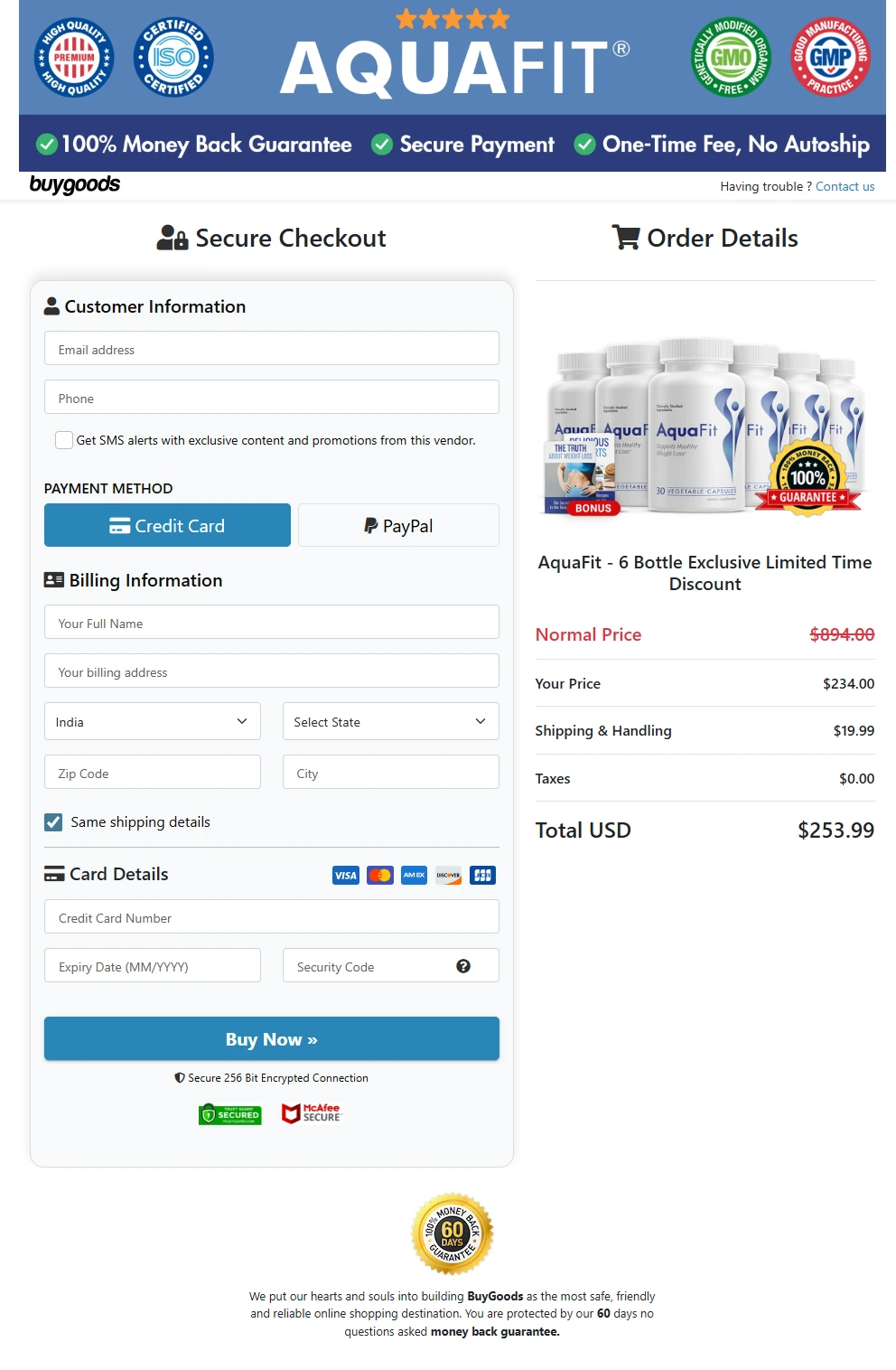 secure checkout page